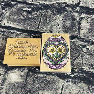 Art Impressions Easter Hope Life F1420 & Hero Arts Decorated Egg Rubber Stamp